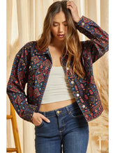 Printed Corduroy Jacket-BLACK