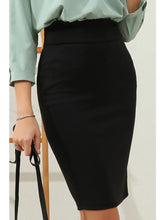 Pencil Skirt-Easy Midi Office Skirts with Back Slit