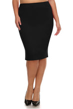 Plus Women's High Waist Casual Solid Pencil Midi Skirt