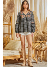 Savanna Jane Plaid Embroidered Top