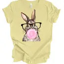 Graphic Tee-Bubblegum Collection Bunny with Glasses-Yellow